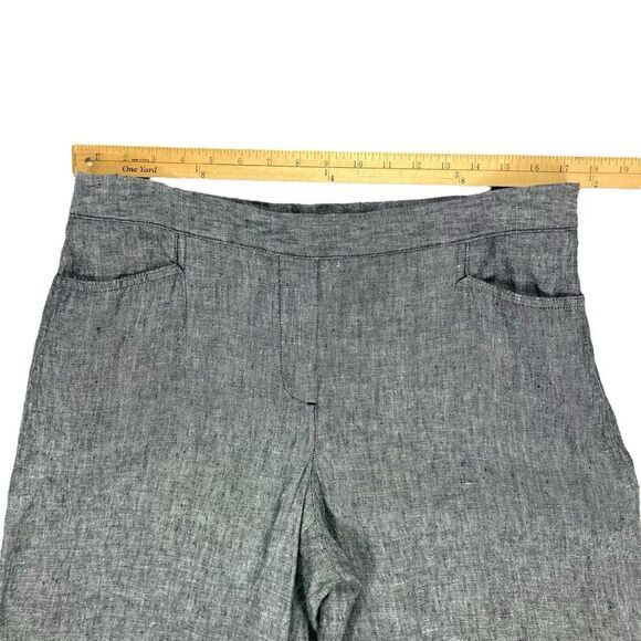 J. Jill Linen Pants Womens Large Petite Gray Wide Leg Elastic Waistband Relaxed - Picture 9 of 15